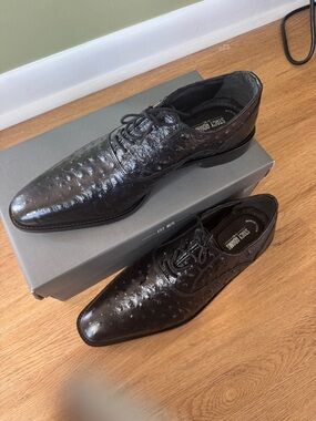 Stacy Adams Men's Black Textured Lace-Up Oxfords